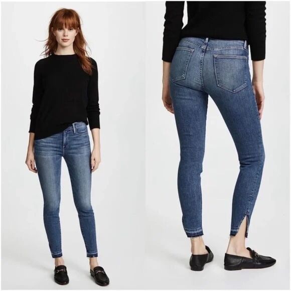 Frame Denim Le High Skinny Raw Triangle Cut Hem Revere Wash Sz 25 - Picture 1 of 1